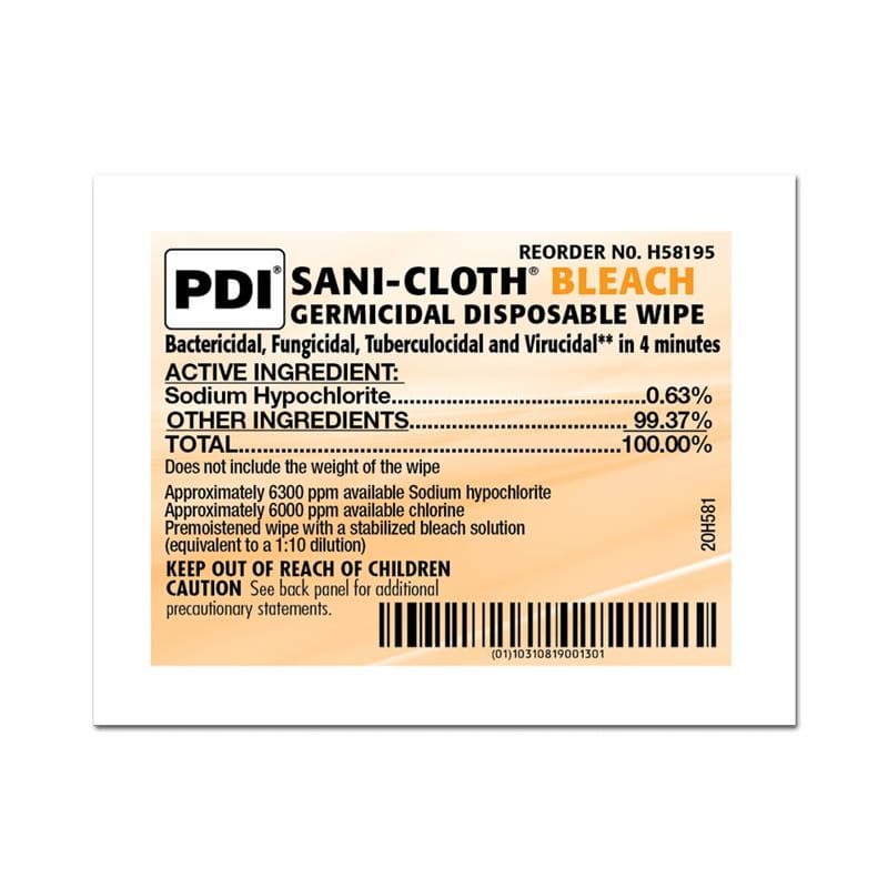 PDI Sani-Cloth Bleach Wipe Large Pdi Box of 40 - HouseKeeping >> Disinfectants - PDI