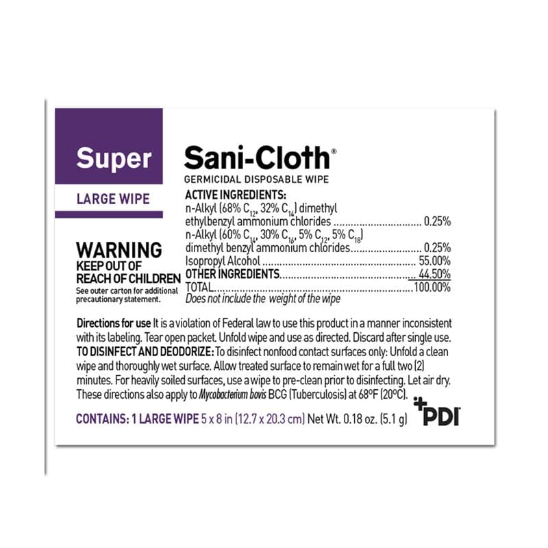 PDI Sani-Cloth Germicidal Large Indiv. 5 X 8 Case of 10 - HouseKeeping >> Disinfectants - PDI