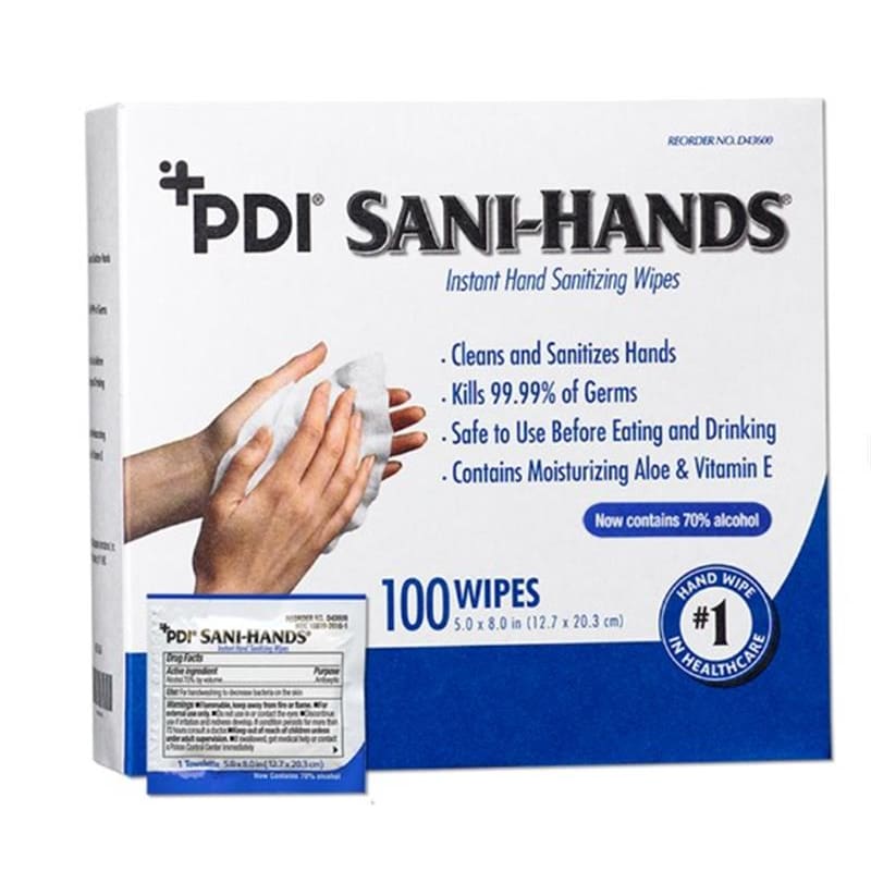 PDI Sani-Hands Alc Wipes Individual Packets Box of 100 (Pack of 2) - Skin Care >> Hand Sanitizer - PDI