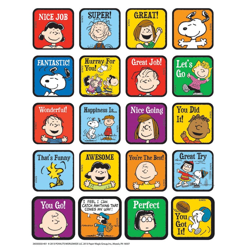 Peanuts Motivational Theme Stickers (Pack of 12) - Stickers - Eureka