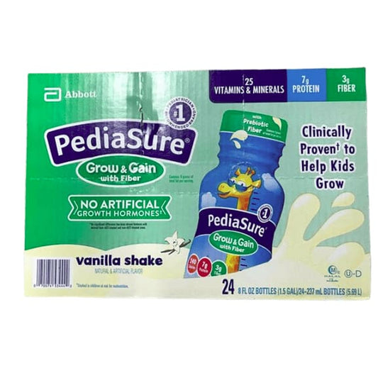 PediaSure Grow & Gain with Fiber, Kids’ Nutritional Shake, Vanilla with Fiber, 8 fl oz, 24-Count - ShelHealth.Com