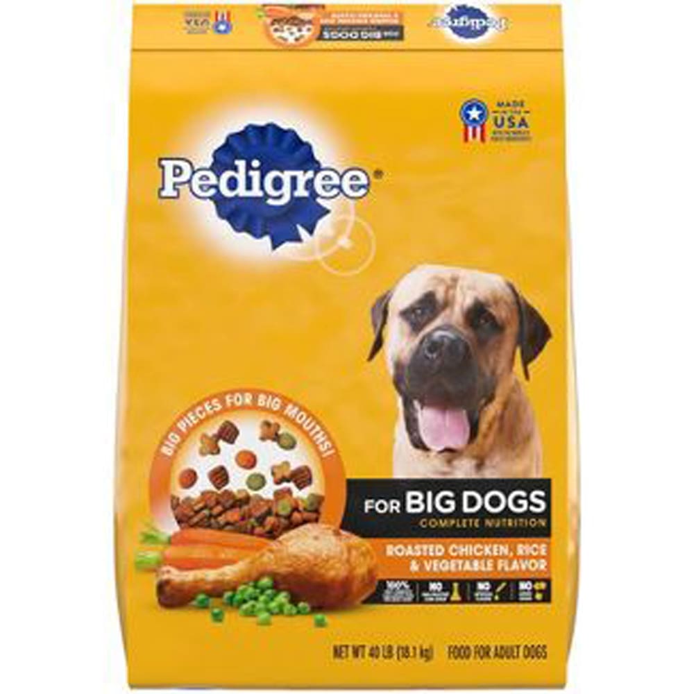 Pedigree Complete Nutrition for Big Dogs Large Breed Adult Dry Dog Food Roasted Chicken; Rice; Vegetable; 1ea-40 lb - Pet Supplies -