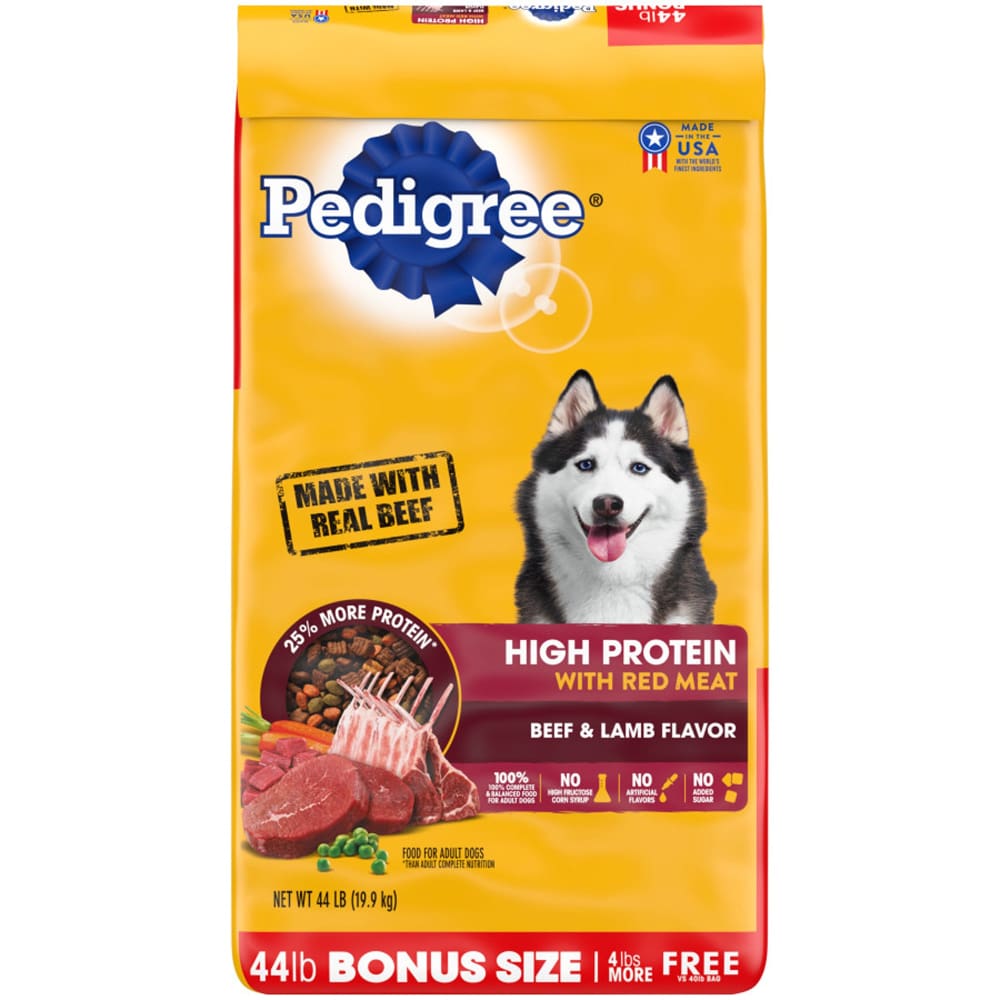 Pedigree High Protein Adult Dry Dog Food w/Red Meat Beef Lamb 44 lbs. - Pet Supplies - Pedigree