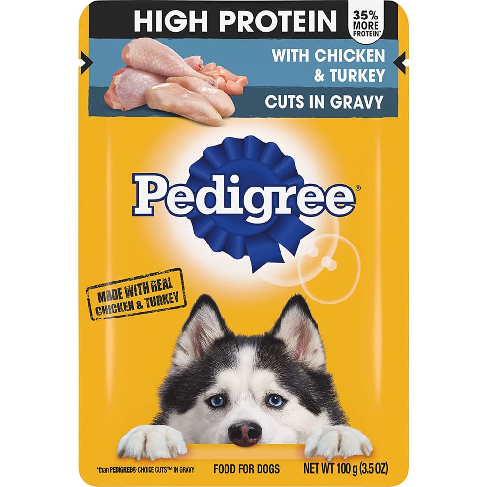 Pedigree High Protein Adult Wet Dog Food Pouch Chicken Turkey; 16ea-3.5 oz; 16 ct - Pet Supplies - Pedigree