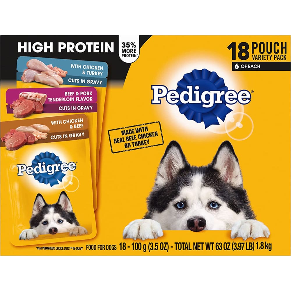 Pedigree High Protein Adult Wet Dog Food Pouch Variety Pack; 1ea-3.5 oz; 18 ct - Pet Supplies - Pedigree