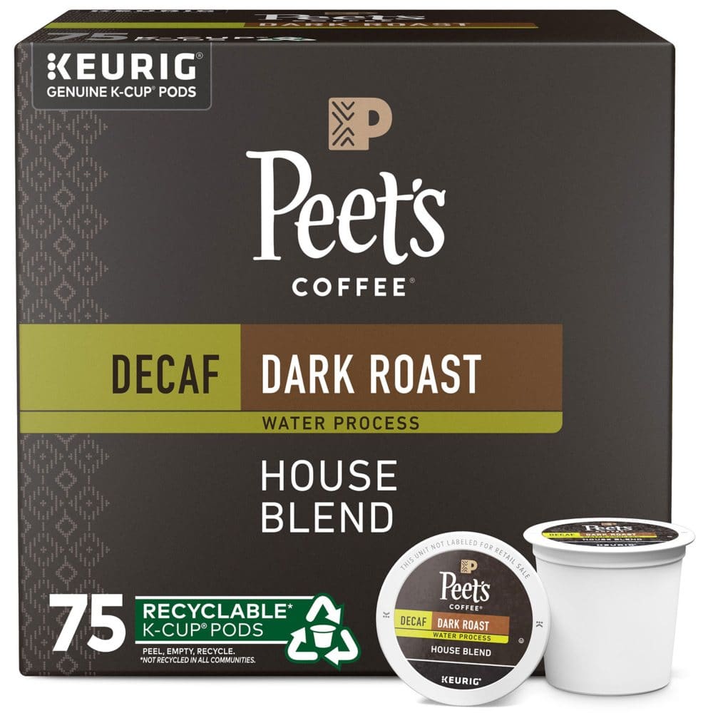 Peet’s Decaf House Blend 75 ct K-cups - Coffee Tea & Cocoa - Peet’s Decaf