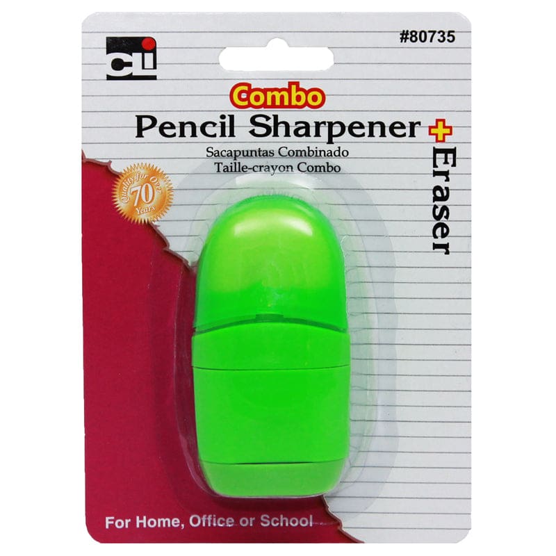 Pencil Sharpenr/Eraser Combo Let Us Choose Your Color (Pack of 12) - Pencils & Accessories - Charles Leonard