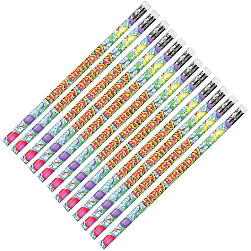 Pencils Happy Birthday Glitz 12/Pk (Pack of 12) - Pencils & Accessories - Larose Industries- Rose Moon