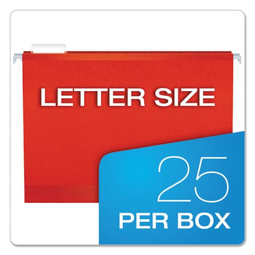 Pendaflex Colored Reinforced Hanging Folders Letter Size 1/5-cut Tabs Red 25/box - School Supplies - Pendaflex®