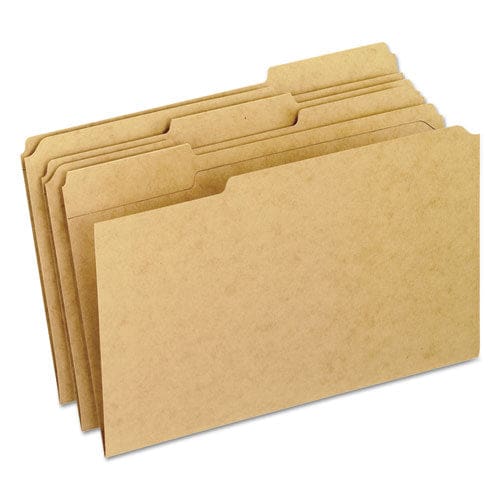 Pendaflex Dark Kraft File Folders With Double-ply Top 1/3-cut Tabs: Assorted Legal Size 0.75 Expansion Brown 100/box - School Supplies -