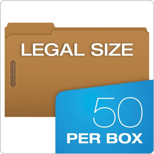 Pendaflex Kraft Fastener Folders 1/3-cut Tabs 2 Fasteners Legal Size Kraft Exterior 50/box - School Supplies - Pendaflex®