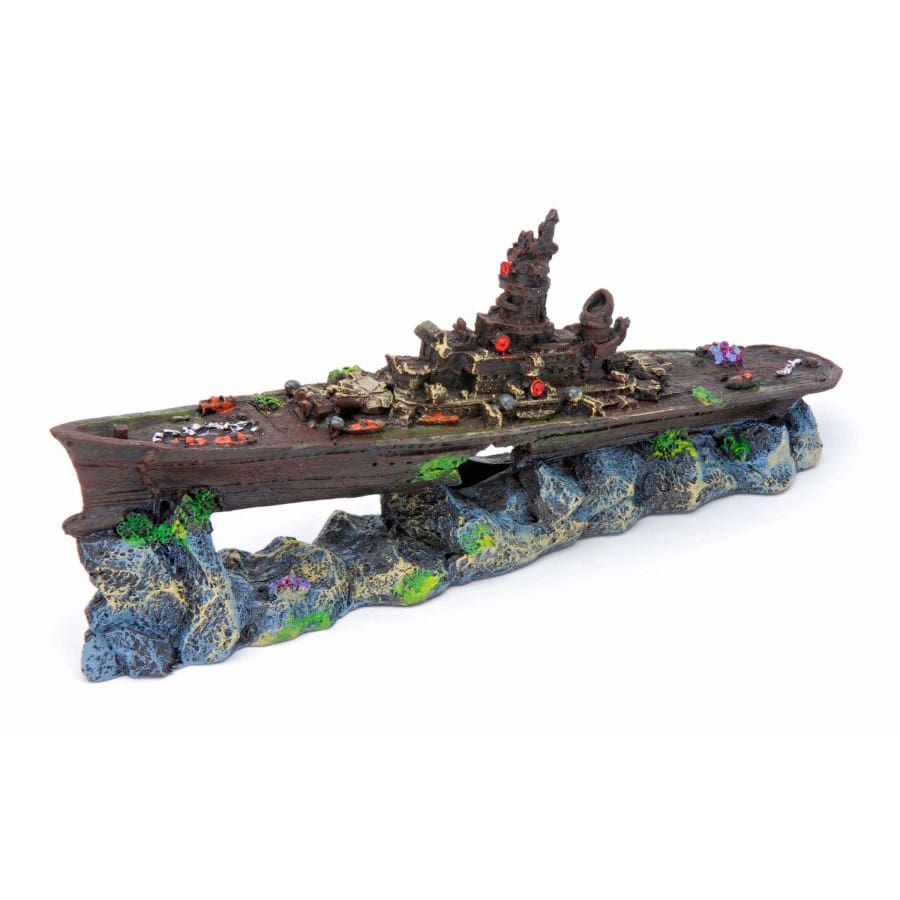 Penn-Plax Battleship Aquarium Ornament Multi-Color 4 in Small - Pet Supplies - Penn-Plax