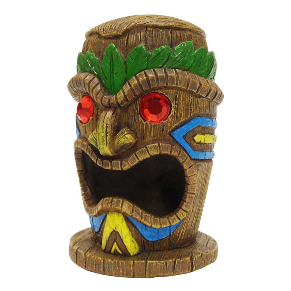 Penn-Plax Tiki Mask-Gazer Aquarium Ornament Tiki Gazer Brown; Green 4 in Small - Pet Supplies - Penn-Plax