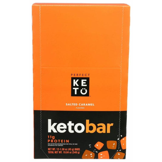 PERFECT KETO Grocery > Nutritional Bars, Drinks, and Shakes PERFECT KETO: Keto Bar Salted Caramel, 19.04 oz