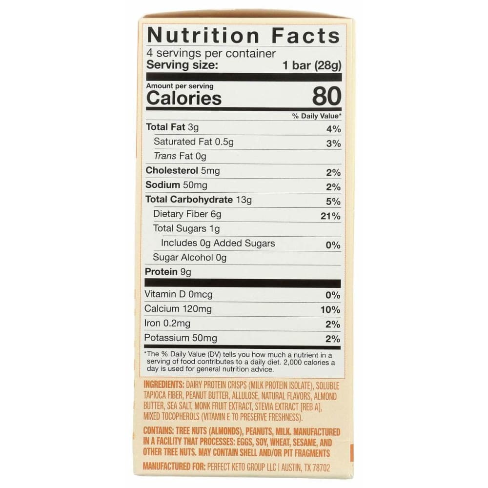 PERFECT KETO Grocery > Nutritional Bars, Drinks, and Shakes PERFECT KETO: Mallow Munch Peanut Butter Bar, 3.96 oz