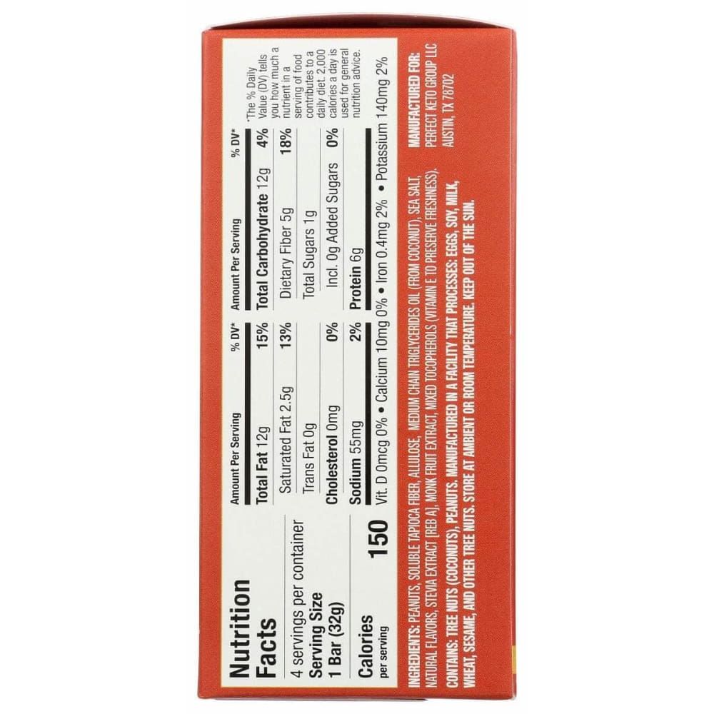 PERFECT KETO Grocery > Nutritional Bars, Drinks, and Shakes PERFECT KETO: Nola Bar Peanut Butter, 4.52 oz
