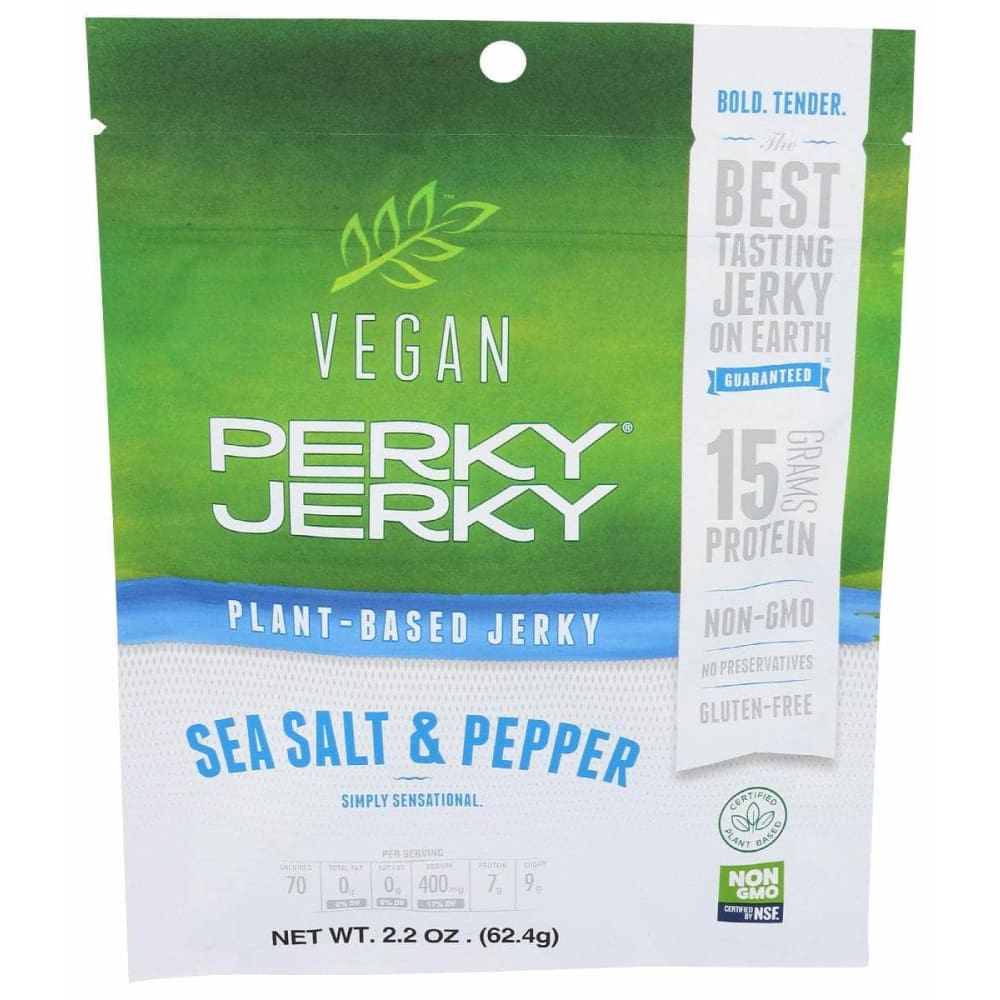 PERKY JERKY PERKY JERKY New Sea Salt and Pepper Vegan Jerky, 2.2 oz