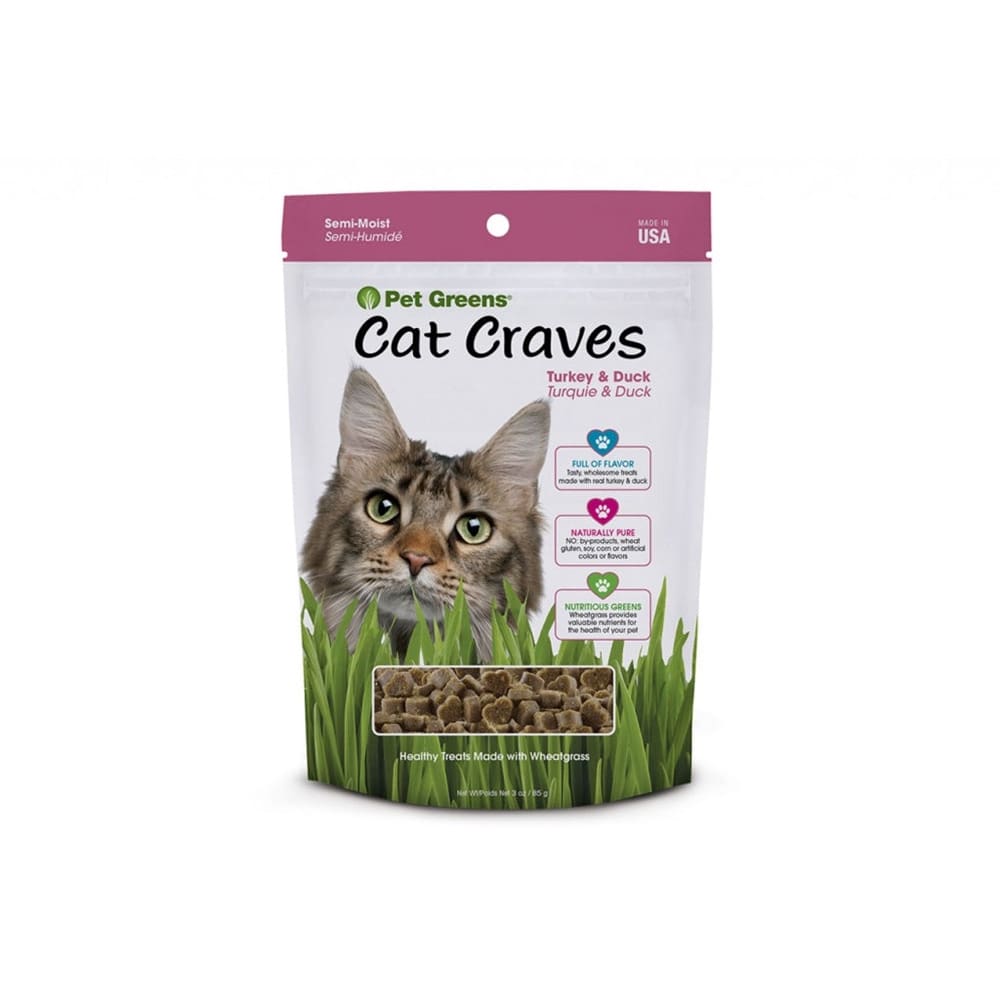 Pet Greens Cat Craves Semi-Moist Cat Soft Treat Turkey & Duck 3 oz - Pet Supplies - Pet