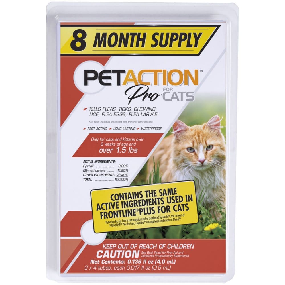 PetAction Plus for Cats and Kittens (8 doses) - Flea & Tick - PetAction Plus