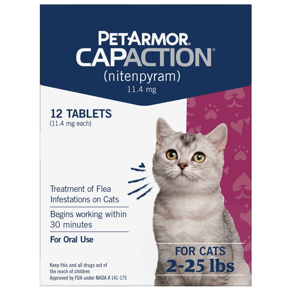 PetArmor CapAction Oral Flea Treatment for Cats 2-25 lbs. (12 tabs) - Flea & Tick - PetArmor
