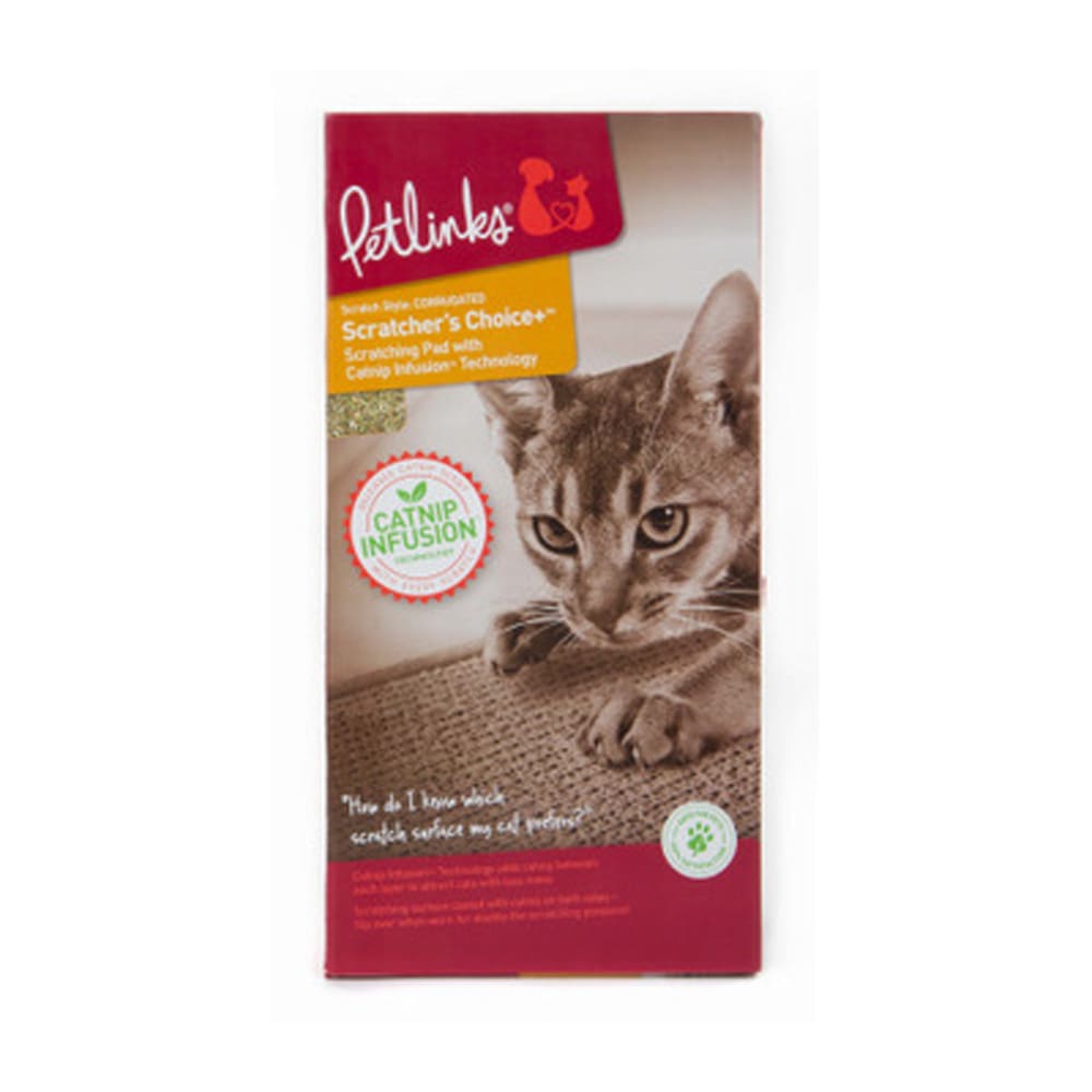 Petlinks Scratchers Choice Corrugate Cat Scratcher with Infused Catnip and Toy Scratching Pad Brown - Pet Supplies - Petlinks