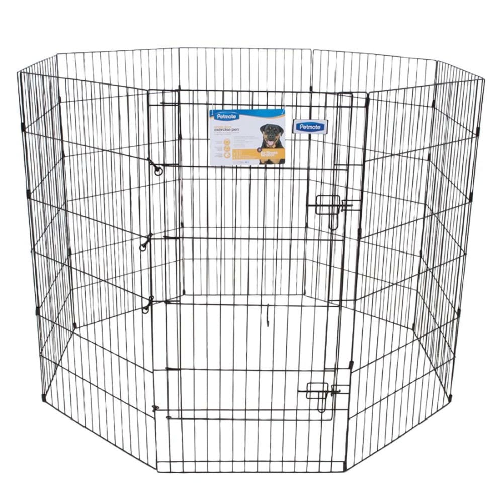 Petmate Exercise Pen with Door Black 48 in - Pet Supplies - Petmate