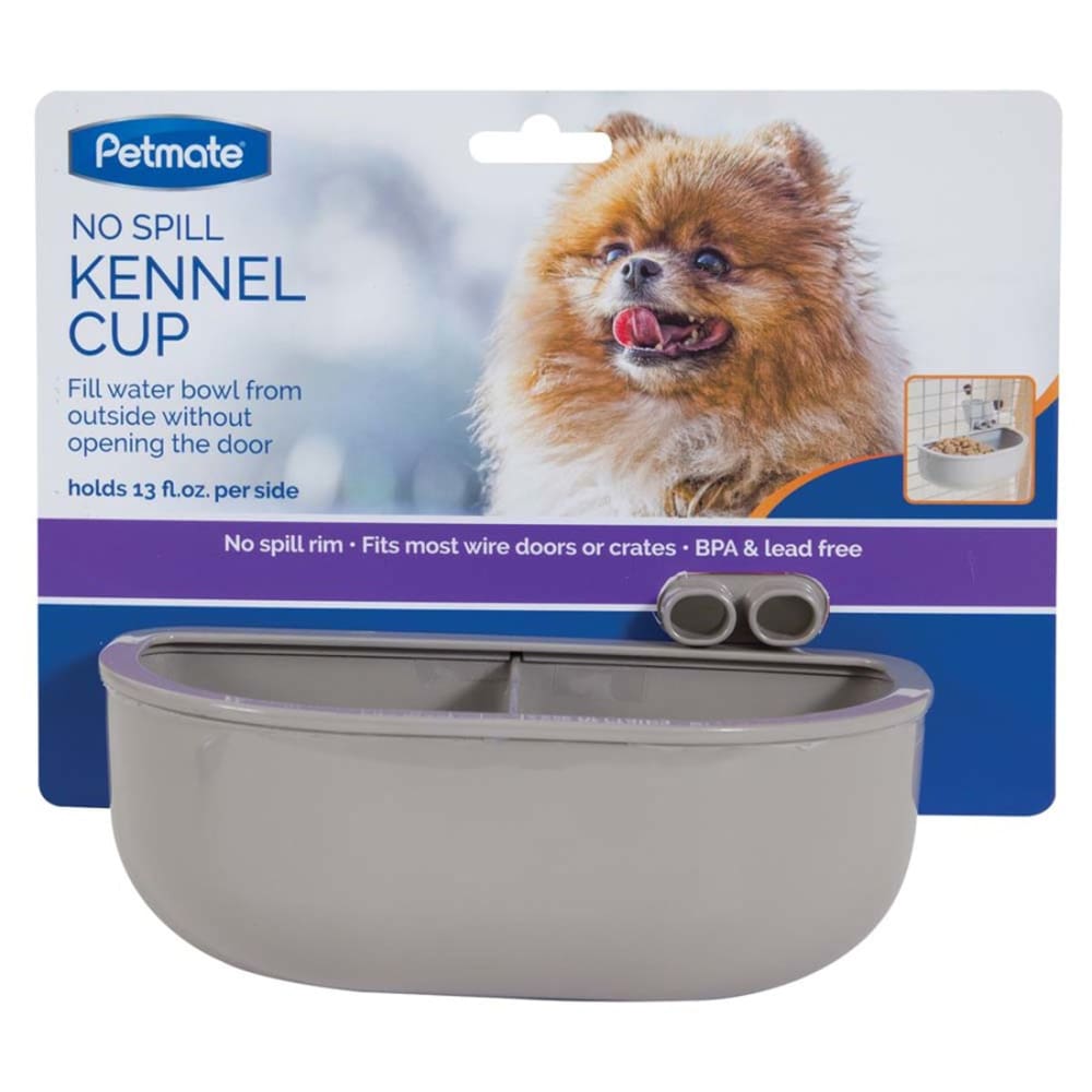 Petmate No Spill Kennel Cup Double Grey One Size - Pet Supplies - Petmate