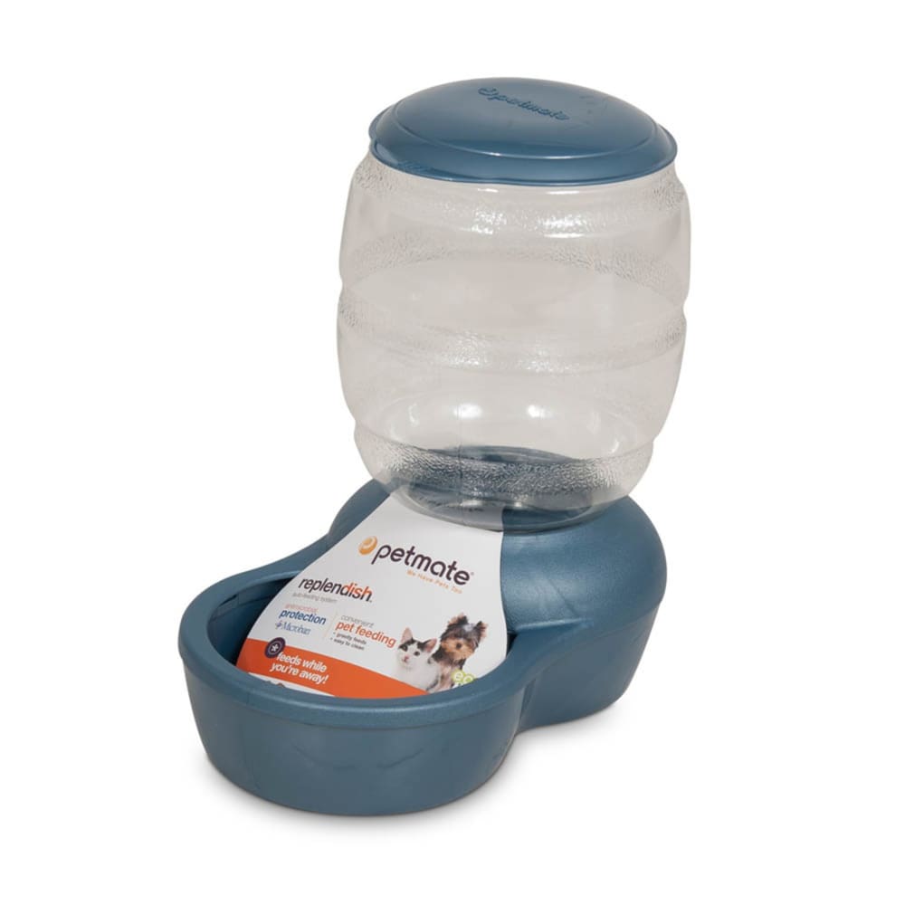 Petmate Replendish Feeder with Microban Pearl Peacock Blue Extra-Small - Pet Supplies - Petmate