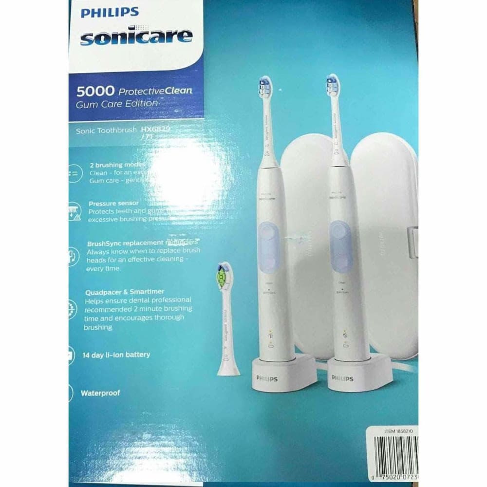 Philips Sonicare ProtectiveClean 5000 Electric Rechargeable Toothbrush 2-pack, Gum Health, White - ShelHealth.Com