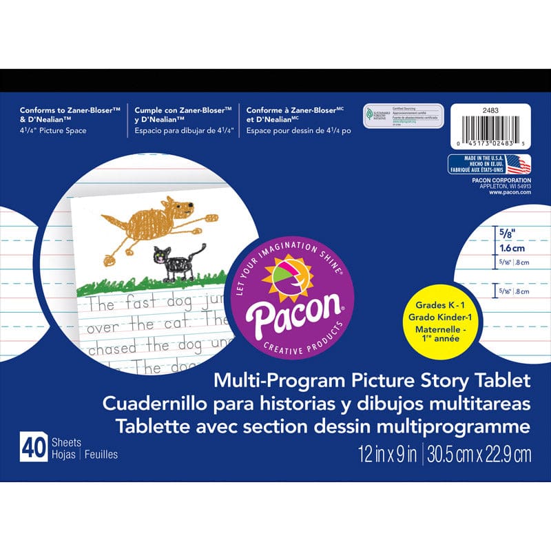 Picture Story Paper 40 Sht 12X9 5/8 In Rule Long (Pack of 12) - Handwriting Paper - Dixon Ticonderoga Co - Pacon