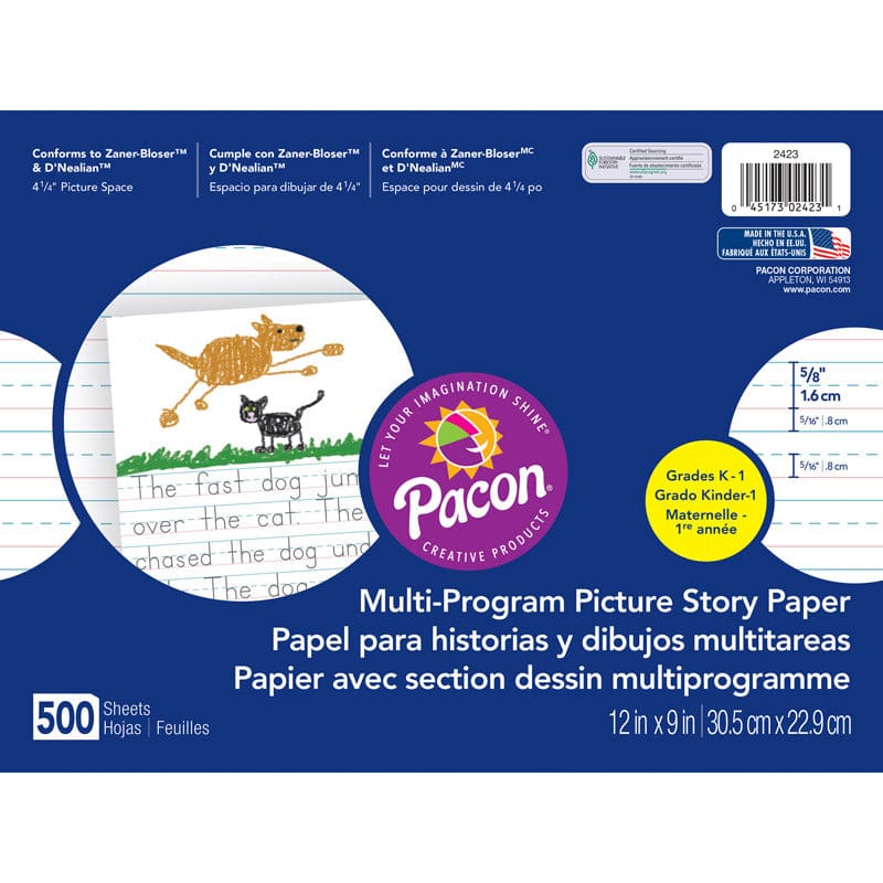 Picture Story Paper 500 Sht 12 X 9 5/8 In Long Rule (Pack of 2) - Handwriting Paper - Dixon Ticonderoga Co - Pacon