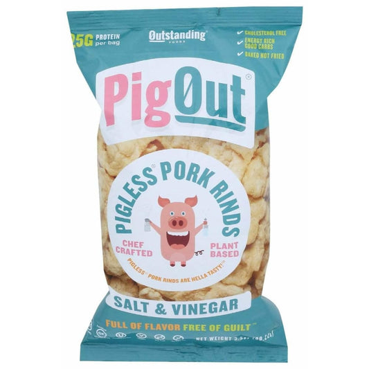 PIGOUT Pigout Pigless Pork Rinds Salt & Vinegar, 3.5 Oz