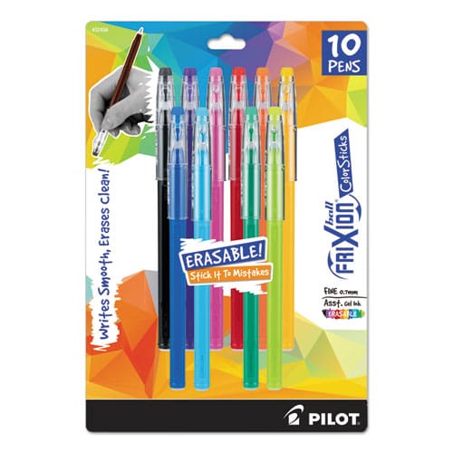 Pilot Frixion Colorsticks Erasable Gel Pen Stick Fine 0.7 Mm Assorted Ink And Barrel Colors 10/pack - School Supplies - Pilot®
