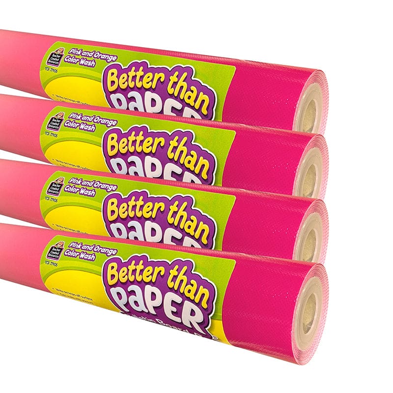 Pink & Org Color Wash 4/Ct Bb Roll Better Than Paper - Bulletin Board & Kraft Rolls - Teacher Created Resources