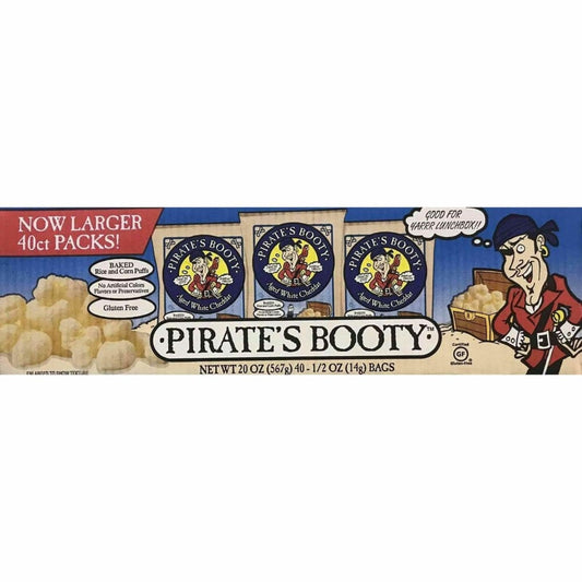 Pirate's Booty Aged White Cheddar Popcorn, 0.5 oz, White, 40 Count - ShelHealth.Com
