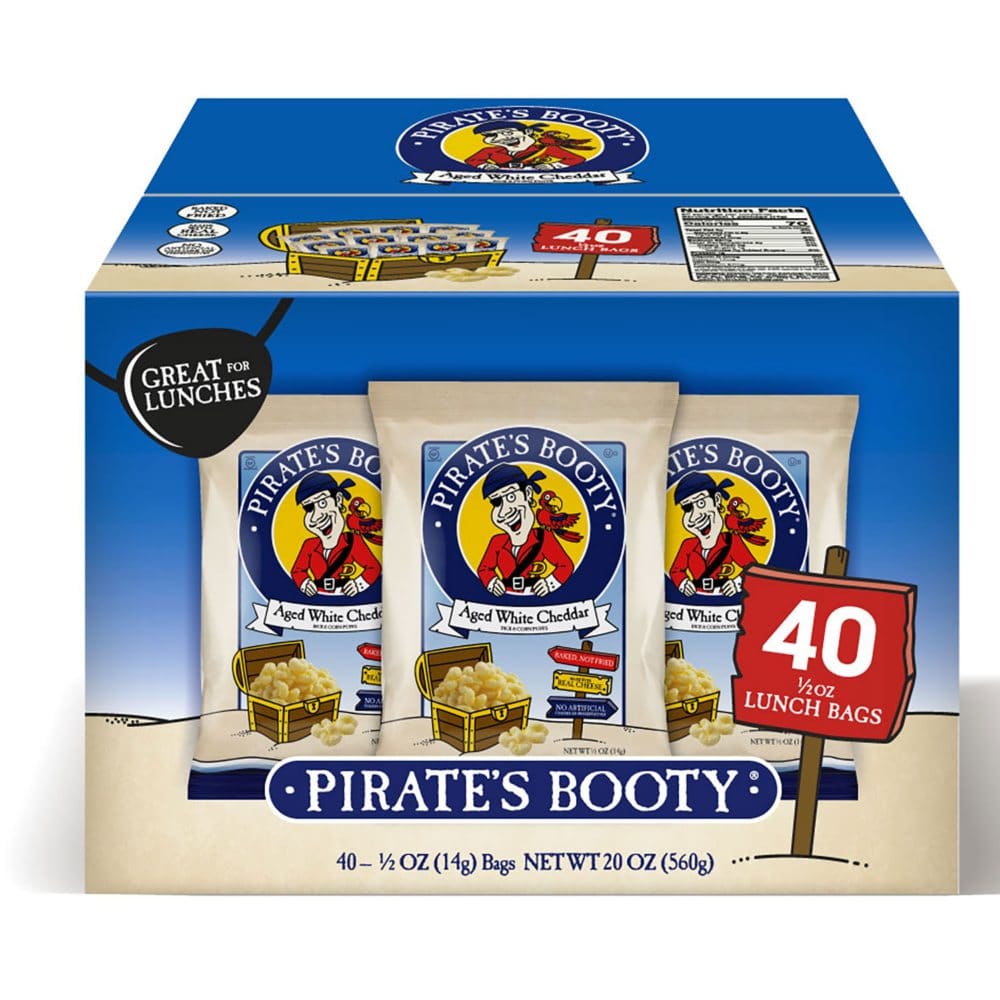Pirate’s Booty Aged White Cheddar Puffs (0.5 oz. 40 pk.) - Bulk Pantry - Pirate’s