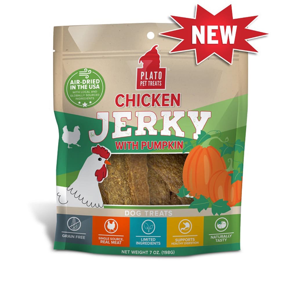 Plato Dog Jerky Chicken With Pumpkin 7Oz - Pet Supplies - Plato