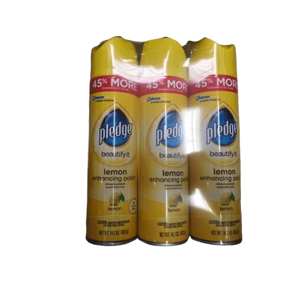 Pledge Lemon Clean Furniture Polish, 3 pk./14.2 oz. - ShelHealth.Com