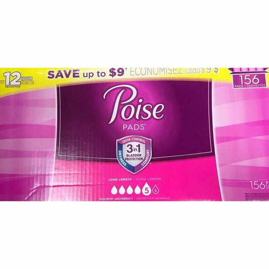 Poise Maximum Absorbency Long Incontinence Pads, 156 ct. - ShelHealth.Com