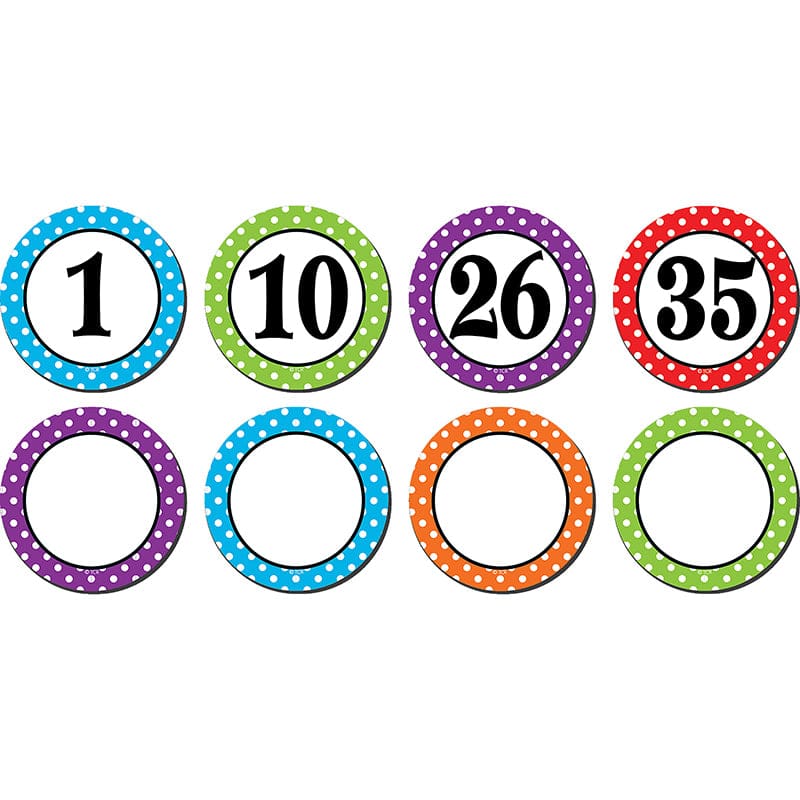 Polka Dots Numbers Magnetic Accents (Pack of 6) - Letters - Teacher Created Resources
