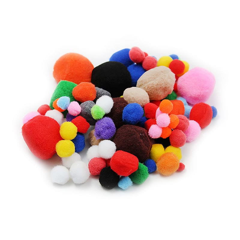 Pom Poms 1Lb Asst Sizes & Colors - Craft Puffs - Charles Leonard