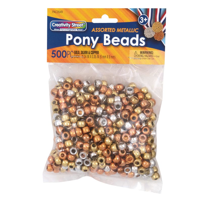 Pony Beads Metallic (Pack of 6) - Beads - Dixon Ticonderoga Co - Pacon