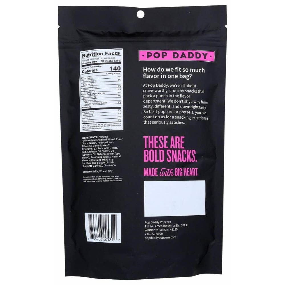 POP DADDY POPCORN & PRETZELS Grocery > Snacks POP DADDY POPCORN & PRETZELS: Cinnamon Sugar Seasoned Pretzel Sticks, 7.5 oz