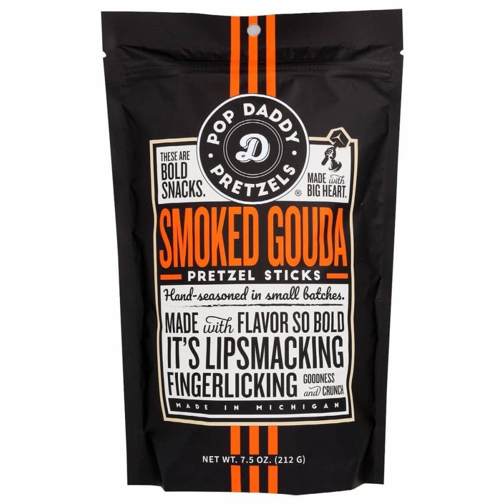 POP DADDY POPCORN & PRETZELS Grocery > Snacks POP DADDY POPCORN & PRETZELS: Smoked Gouda Seasoned Pretzel Sticks, 7.5 oz