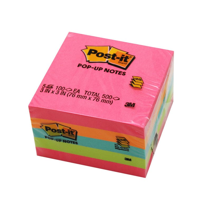 Pop-Up Notes 3X3 100Sht/Pk 5Pd/Pk Neon (Pack of 6) - Post It & Self-Stick Notes - 3M Company