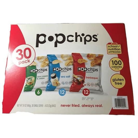 Popchips Potato Chips, Variety Pack, 0.8 oz, 30-count - ShelHealth.Com