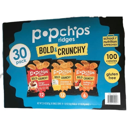 Popchips Potato Ridges, Variety Pack, 0.8 oz, 30-count - ShelHealth.Com