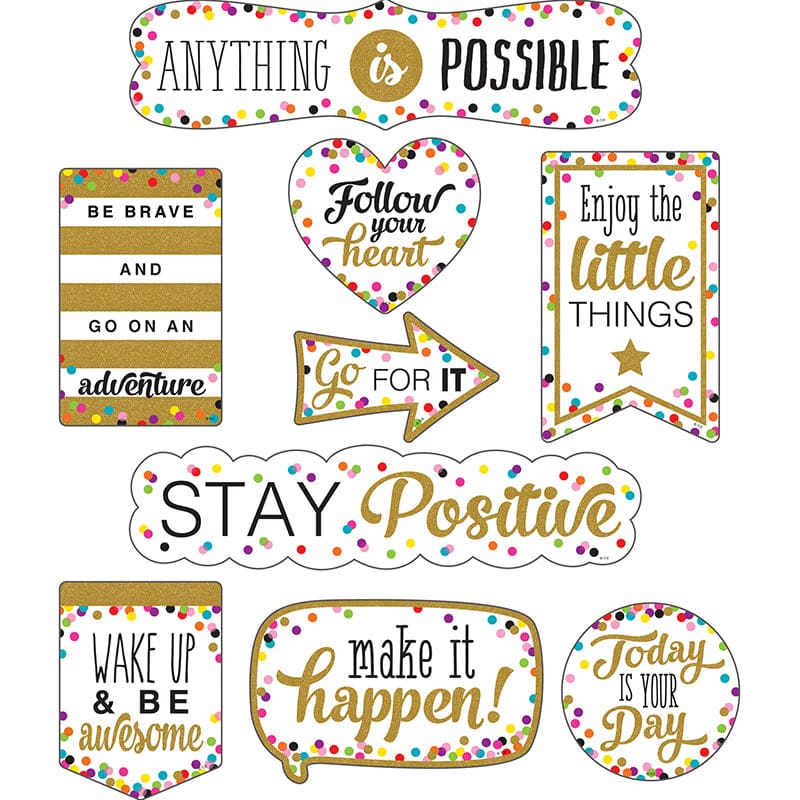 Positive Sayings Accents Clingy Thingies Confetti (Pack of 3) - Accents - Teacher Created Resources