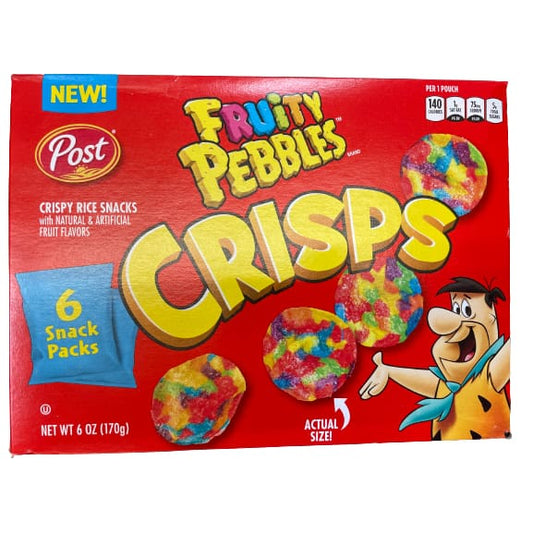 Post Post Fruity PEBBLES Crisps, Portable Breakfast Cereal Snack, Kids Snacks, Gluten Free, 1-Oz (Pack of 6)