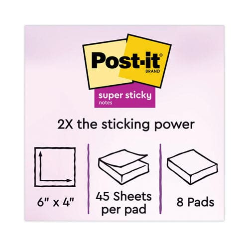 Post-it Notes Super Sticky Meeting Notes In Energy Boost Collection Colors 6 X 4 45 Sheets/pad 8 Pads/pack - School Supplies - Post-it®